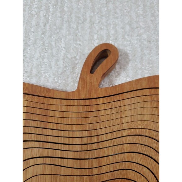 Apple Shaped Collapsible Folding Fruit Storage Basket Wooden Layer Trivet Bowl - Picture 3 of 9